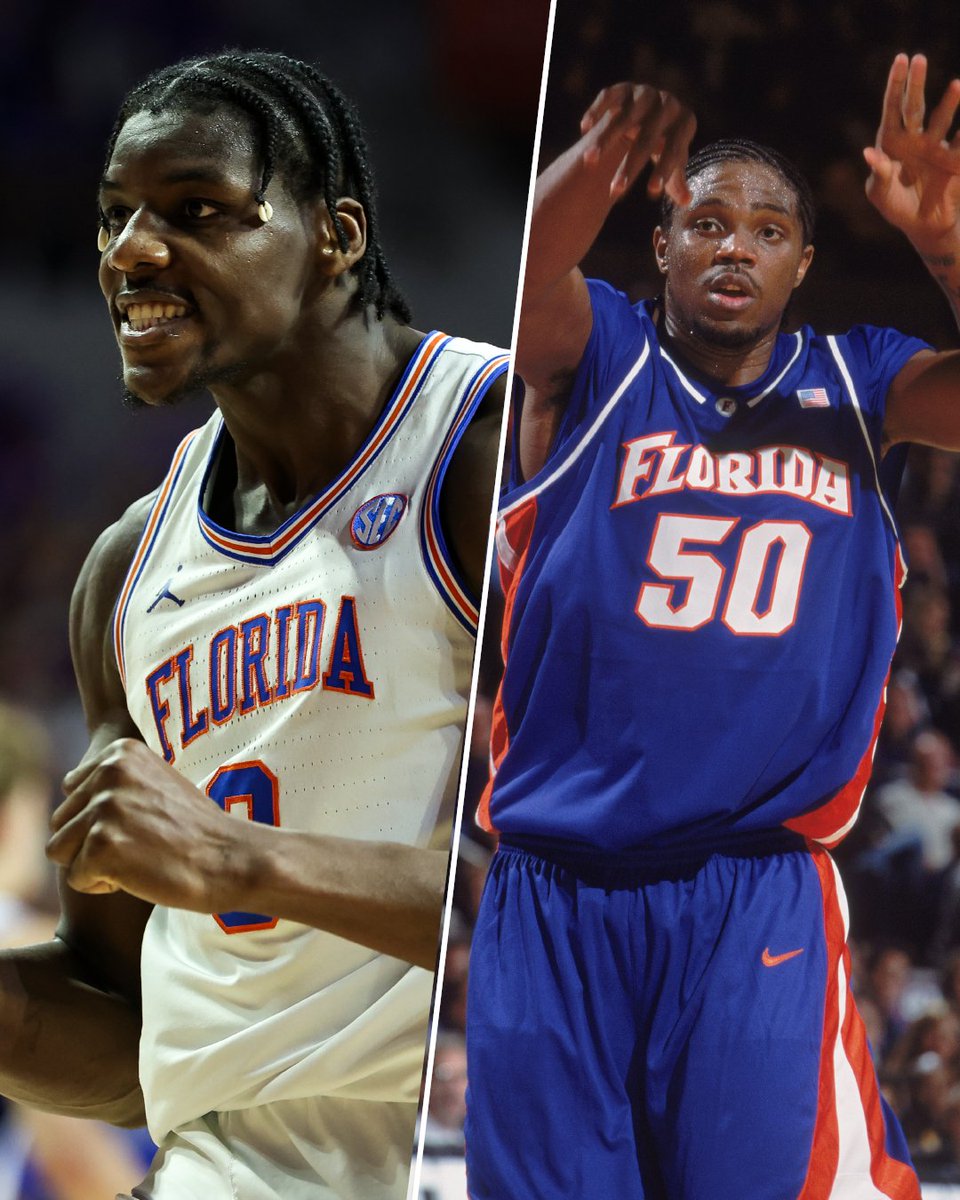 ESPNInsights's tweet photo. Rueben Chinyelu gets his eighth double-double of the season (most in SEC) 🔥 

He is the first Florida player with 15+ PTS and 15+ REB against a ranked SEC opponent since Udonis Haslem in 2002 😤 https://t.co/EtrTgRc40e