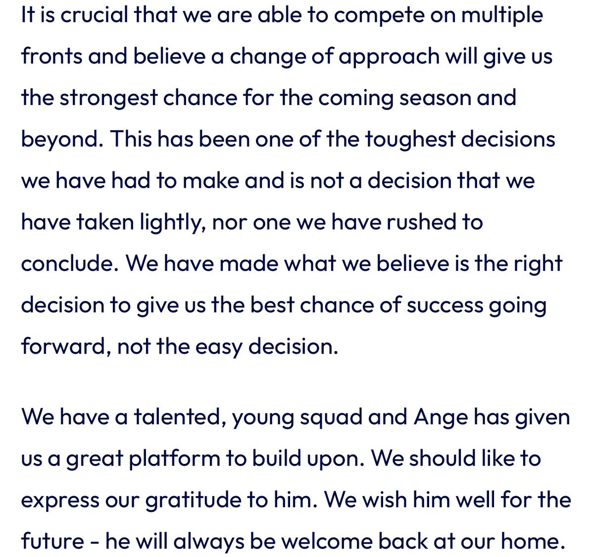 YedIin's tweet image. “It is crucial that we are able to compete on multiple fronts and believe a change of approach will give us the strongest chance for the coming season and beyond.”