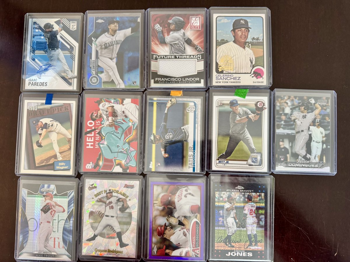 Randomly posting some cards - $1 PWE (up to 3)

2 for $5

Jasson Refractor, Trout Hyper, Andruw xfractor, Grayson Atomic, Wagner Gold