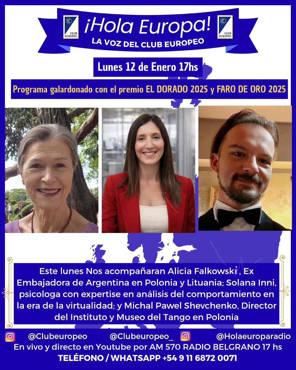 El lunes empezamos el ciclo en vivo de Hola Europa en su DÉCIMO AÑO de trasmisión ininterrumpida ! No se lo pierdan! En vivo por YouTube y por cable en Gigared en Santa Fe, Parana, Resistencia, Corrientes y Posadas .