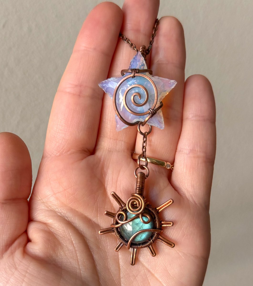 mildhippie's tweet photo. accidentally made the most whimsy crystal dangle necklaces ever 🌙 ⋆｡𖦹°⭒˚｡⋆

on my shop Thursday 1/15 at 8pm est ~ https://t.co/FLalg8Avff