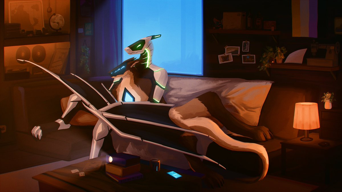 Synthpara's tweet image. Commission for @RoboticDragon03 &amp;amp; @webberthederg!