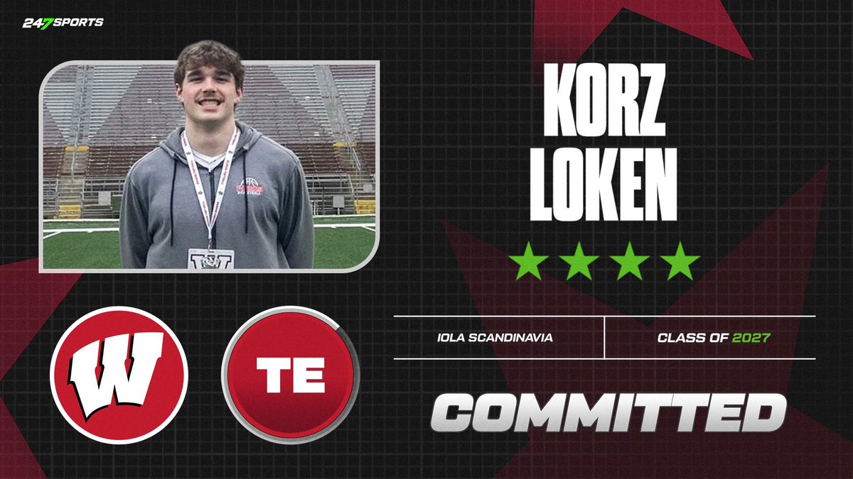 TheRealNickOsen's tweet image. BREAKING: Four-star, Top247 tight end Korz Loken has committed to WISCONSIN