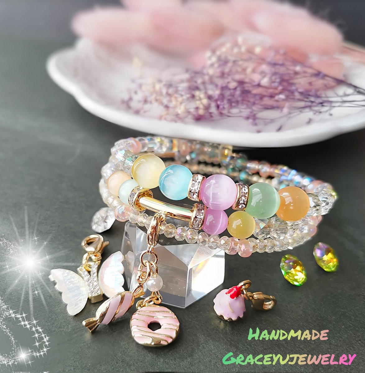 春色♡パステルネオンカラーのセレナイトブレス 春色♡パステルネオンカラーのセレナイトブレス 春色♡パステルネオン