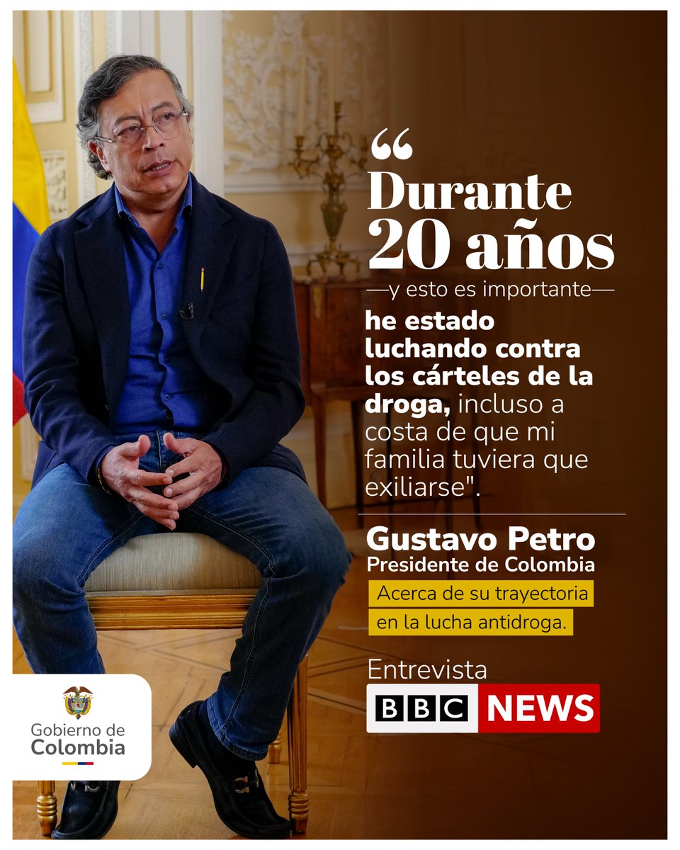Durante una entrevista con <a href="/bbcmundo/">BBC News Mundo</a>, el presidente <a href="/petrogustavo/">Gustavo Petro</a> fue enfático: nunca ha estado ligado al narcotráfico. Por el contrario, recordó que durante más de 20 años ha enfrentado a los carteles de la droga, desde distintos escenarios de la vida pública.

El mandatario
