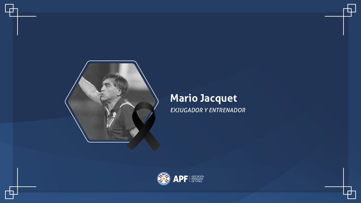 Lamentamos la sensible partida de Mario César Jacquet, exjugador y entrenador de varios equipos de nuestro fútbol, incluyendo a la <a href="/Albirroja/">Selección Paraguaya</a> Sub 20.

Desde la matriz del fútbol paraguayo, expresamos nuestras más sentidas condolencias a sus familiares y amigos.

¡Hasta siempre,