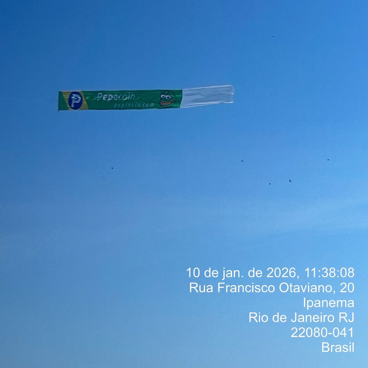 BREAKING: Pepecoin banner soaring over Rio beaches THIS MOMENT!
