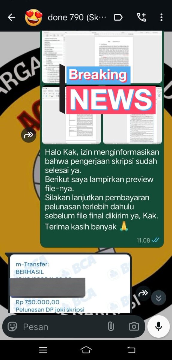 ackstorejoki's tweet image. Testimoni Joki Skripsi prodi Sistem Informasi ☑️
WA: wa.me/6285701359782
📍Trusted and Fast Response
#Jokiskripsi #jokitugas #jokikuliah #jokiartikel #zonaba #zonauang️ #jokijurnal #jokiproposal #jokithesis #jokisempro