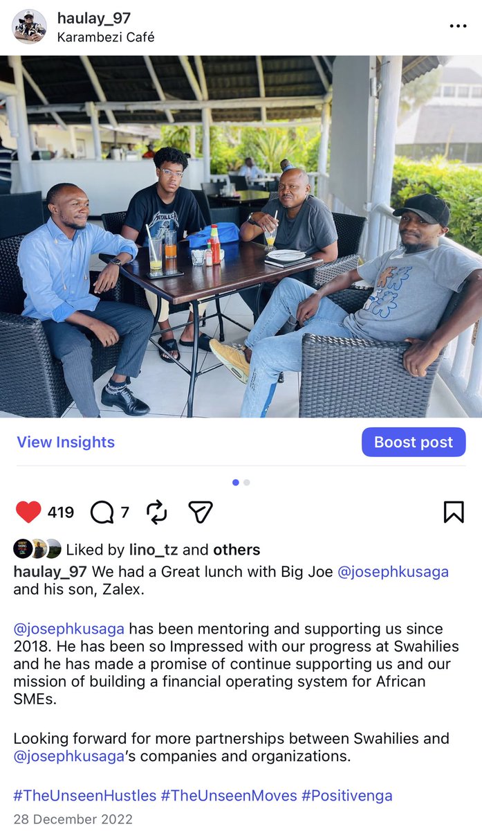 2017 - 2022 mimi na wenzangu kwa nyakati tofauti tulibahatika kupata muda na boss Kusaga wa CMG! Tulikua tunamfuata na ideas nyingi za biashara ambazo leo hii nikifikiria nyingine naona zilikuwa hazimake sense kihivyo lakini nahisi alikua anapenda ile momentum yetu akawa anatupa