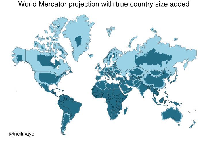 infobeautiful's tweet image. Yet another reason to tut at the Mercator map projection

by @neilrkaye