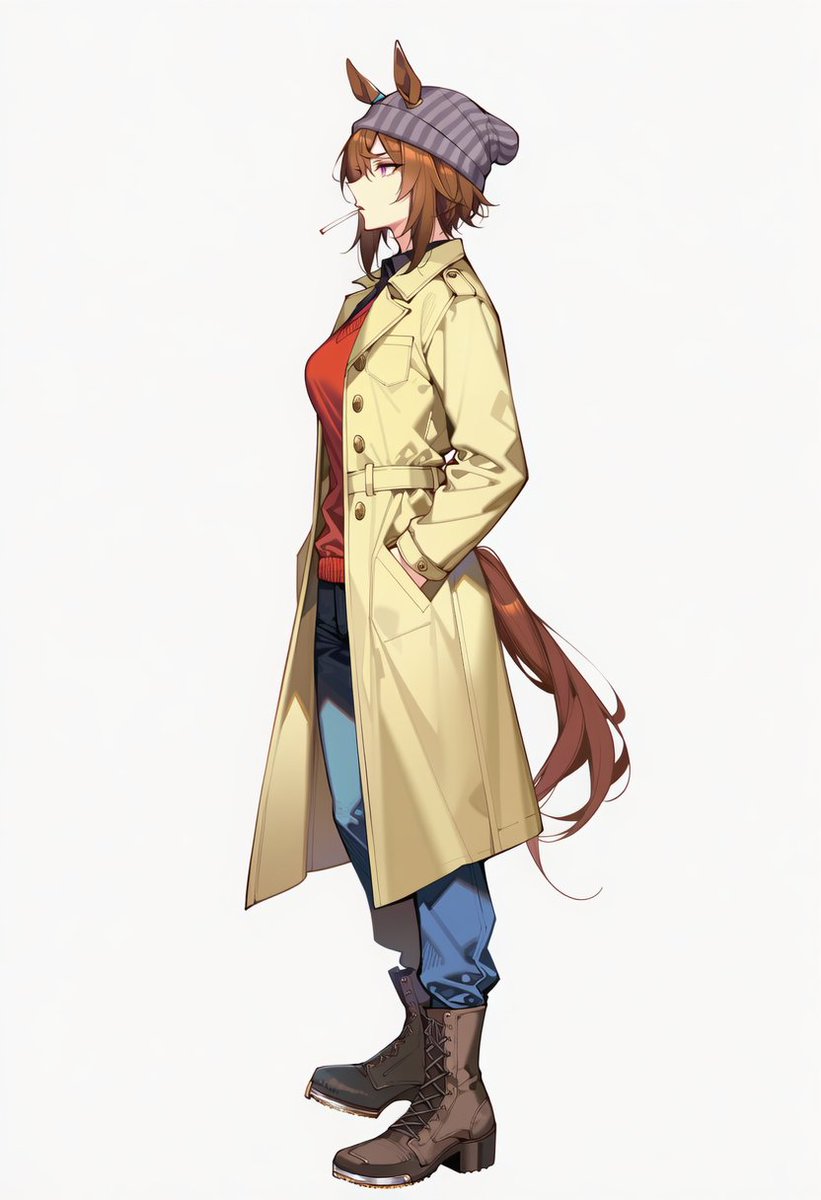 大人ウマ娘/adult umamusume/ナカヤマフェスタ/
レース引退後、一般企業務めなどには馴染めなかったので定職につかずフラフラとあっちこっち彷徨っているという。タバコも吸い始めたし、ギャンブルも一通り覚えた。好物は相変わらずもつ煮。美人ゆえに声をかけられるのだが、一夜の関係で終わる。 