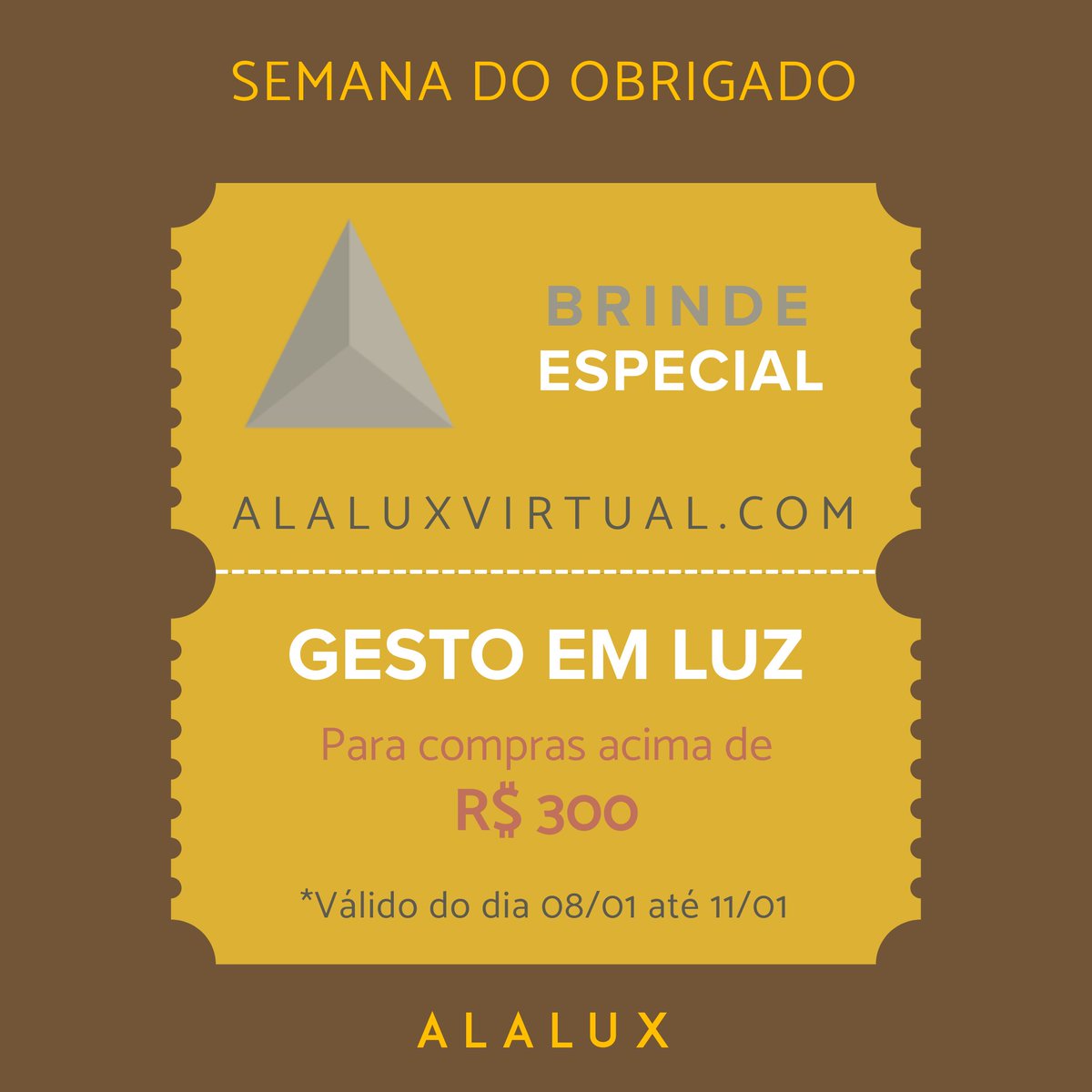 Gratidão que vira luz ✨
Em compras acima de R$300 na nossa loja virtual, você recebe um brinde exclusivo 🎁💡
Um gesto de cuidado para seguir construindo novos começos.
👉 Acesse agora: alaluxvirtual.com
#Alalux #Design2025 #Lançamento #AlaluxVirtual #GratidaoIluminada