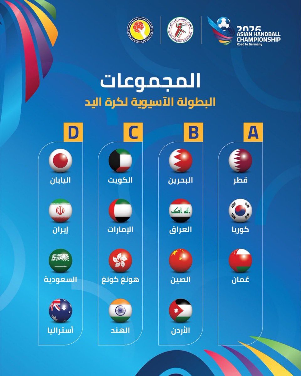 🚨🚨🚨🚨🚨🚨🚨🚨🚨🚨🚨🚨🚨🚨🚨

هل تظن بإن الفعاليات الرياضية انتهت في الكويت؟ لا!

كأس أمم آسيا لكرة اليد سيقام في دولة الكويت؛ الإفتتاح يوم 15 يناير القادم بمشاركة 15 منتخب

كل التوفيق لبلد النهار في تنظيم هذه البطولة! 🇰🇼🤝💙