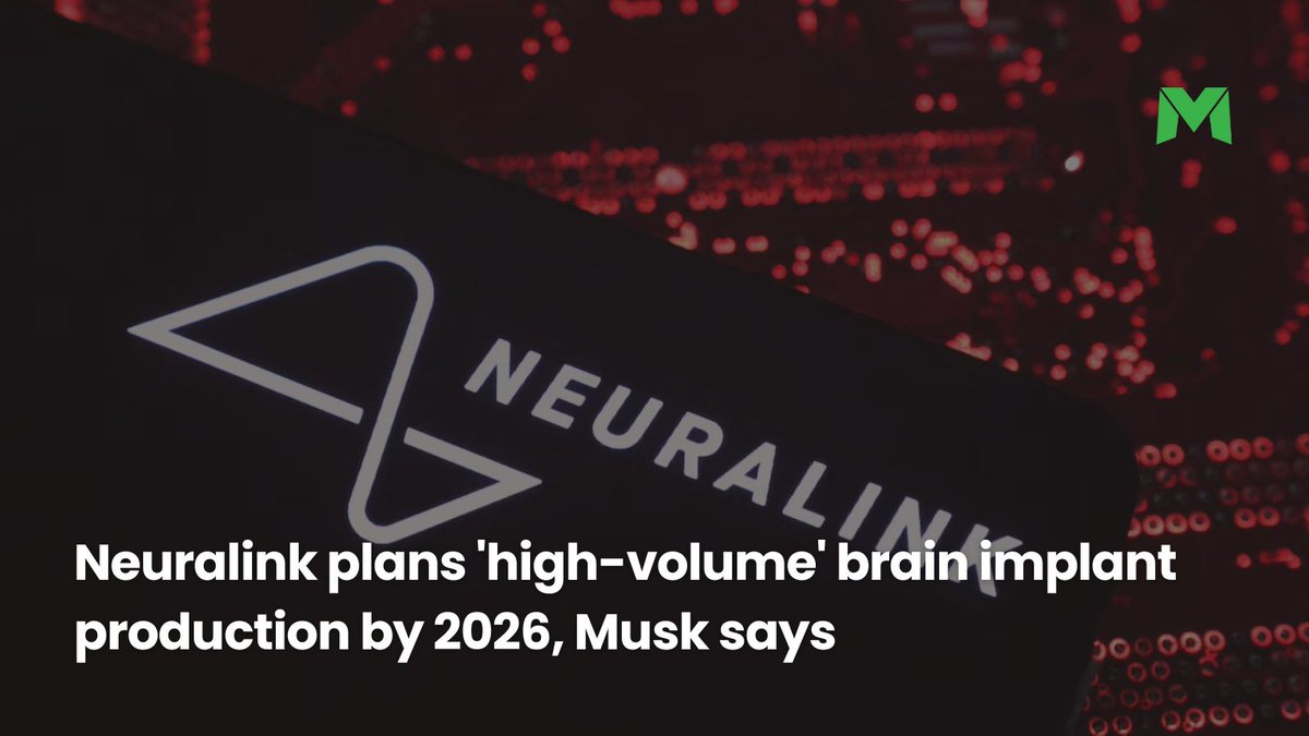 microventures's tweet image. #Neuralink plans to start "high-volume production" of brain-computer interface devices and move to an entirely automated surgical procedure in 2026, according to #ElonMusk.

#invest #investing #privateequity #venturecapital #startupinvesting #startup #startups