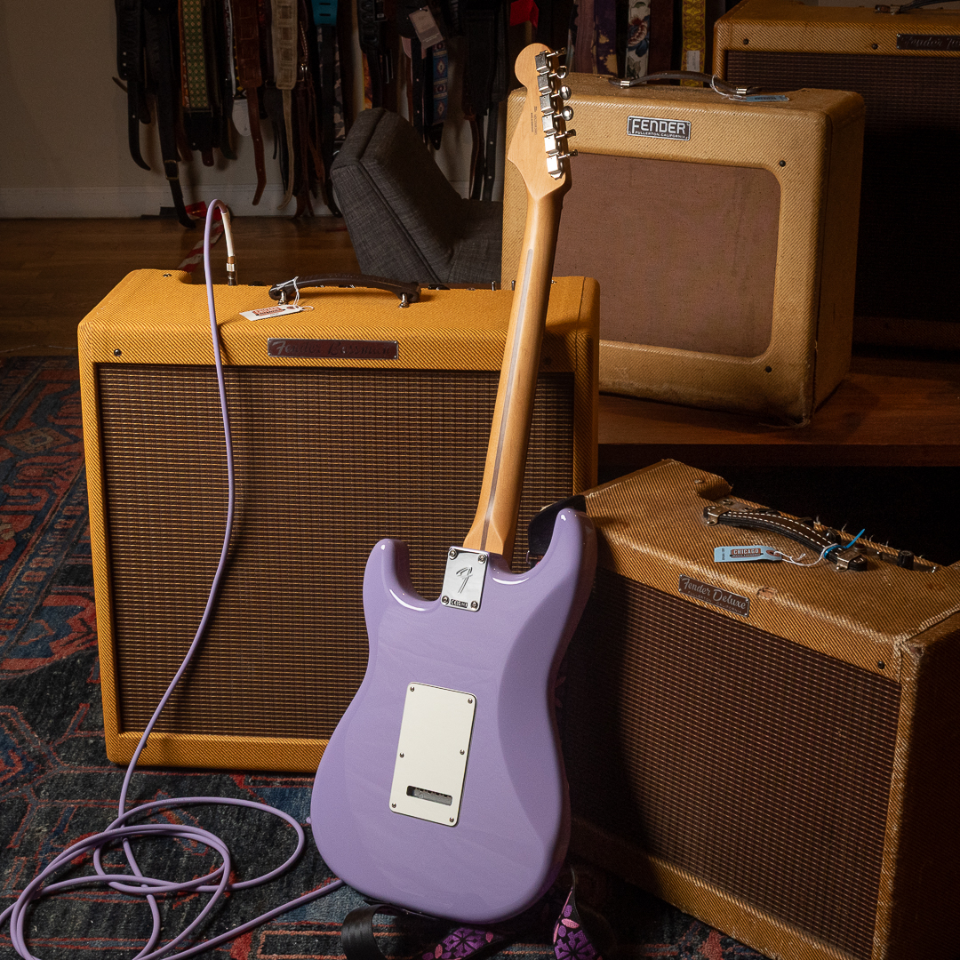 ChicagoMusicEx's tweet image. bit.ly/47hNqUs | Your #Straturday dipped in Lavender Haze. Our brand-new CME Exclusive Player II Strats feature our exclusive "Full Dip" Strat pickups, Alnico 2 magnets, and a Blender Mod. Explore the full Lavender Haze collection today, only here! #Fender #Stratocaster