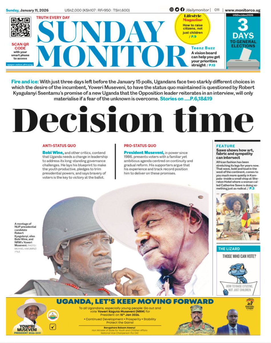 DailyMonitor's tweet image. Sunday Monitor is now available on newsstands and online

Stay informed with in-depth stories, special reports, and fresh perspectives. Access the e-paper anytime, anywhere via 
bit.ly/49tfwx8?utm_me… 
#MonitorUpdates
#TruthEveryDay