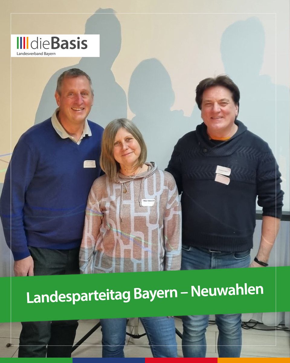 dieBasis_Bayern's tweet image. Landesparteitag dieBasis Bayern – Augsburg

Der Landesparteitag des Landesverbands Bayern der dieBasis findet aktuell in Augsburg statt. Im Rahmen des Parteitags wurden heute Neuwahlen durchgeführt.

Gewählt wurden heute unter anderem folgende Posten:

🟩 Säule der Achtsamkeit…