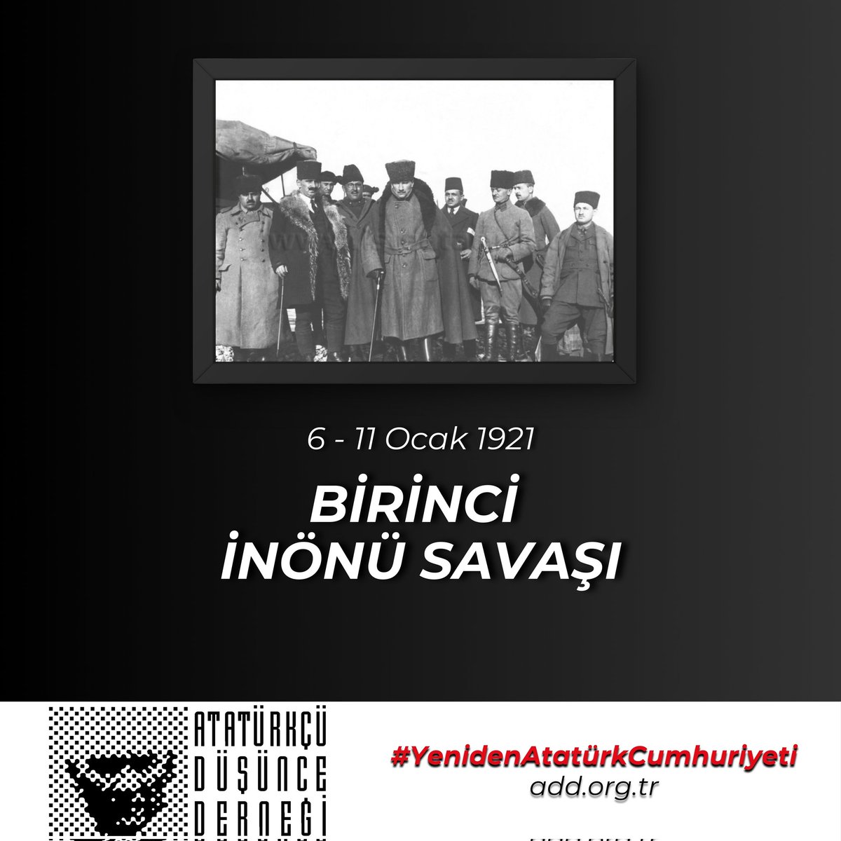 Büyük Millet Meclisi’nin, büyük zorlukları aşarak kurduğu Düzenli Ordu ile Yunan ilerleyişini durdurduğu ilk savaş, kazandığı ilk zaferdir 1. İnönü. 105. yılı kutlu olsun!

Ebedi Başkomutanımız Gazi Mustafa Kemal Atatürk’ü, Batı Cephesi Komutanımız İsmet İnönü’yü, Kuvayı Milliye