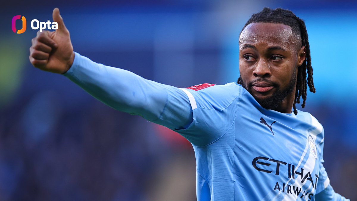 OptaJoe's tweet photo. 1+1 - Antoine Semenyo is the first player to both score and assist a goal on his Manchester City debut in all competitions since Sergio Agüero against Swansea in August 2011. Running. https://t.co/rWcdX1jstU