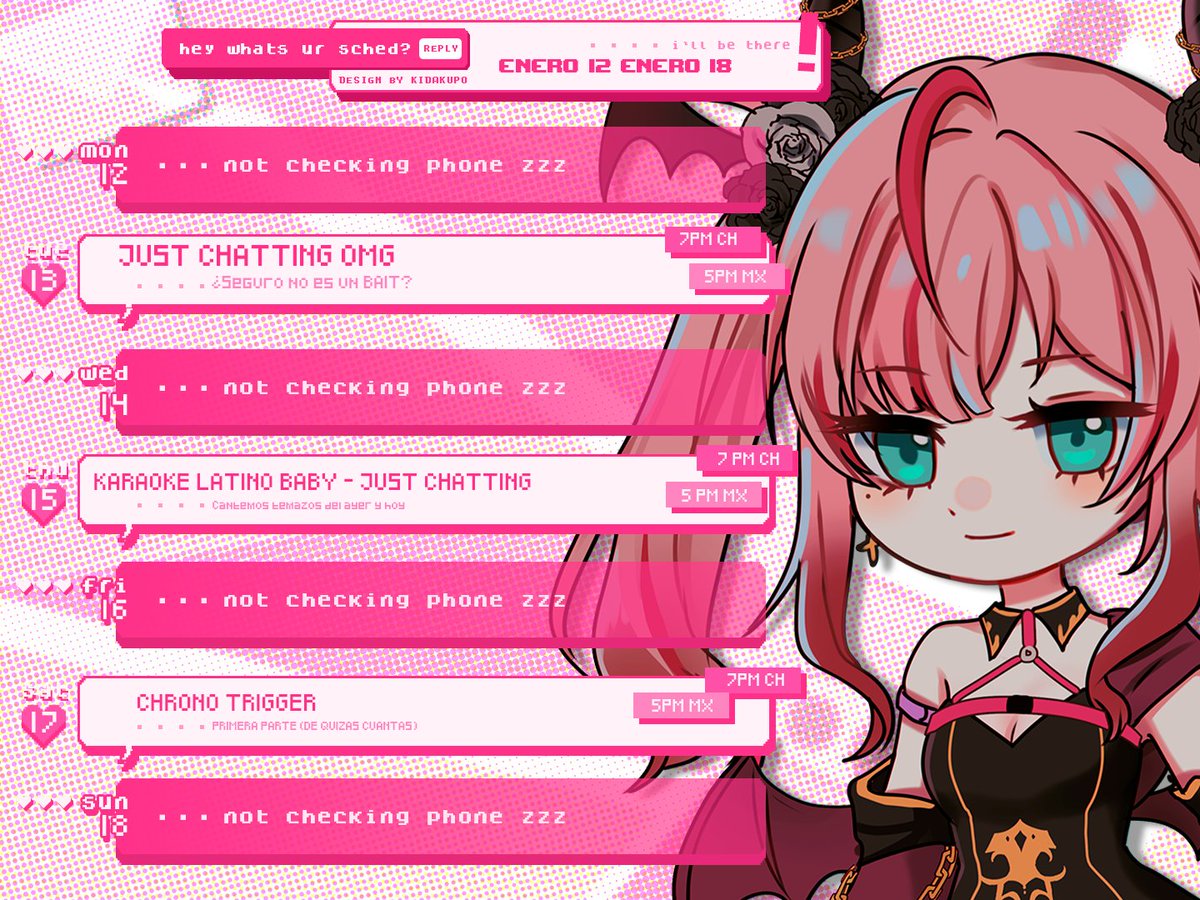 Rose_AzukiVT's tweet image. 🗓️HORARIO SEMANAL 12-18 ENERO🗓️

Repito esto no es un simulacro!! NO LO ES!! 

omg tengo mucho que contarles ! volvamos con todo este 2026!! 

¡Los espero! ❤️