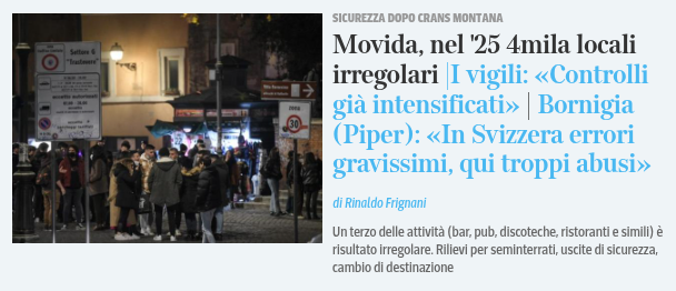 Hanno lasciato che bar, pub e ristoranti si sostituissero alle discoteche che avendo costi di gestione ben più alti sono state costrette a chiudere. Oggi si accorgono che le persone vanno a ballare in trappole per topi prive di qualsivoglia norme di sicurezza.
Manica di coglioni.