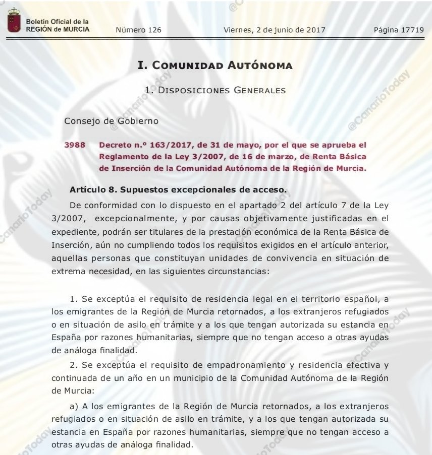CanarioToday's tweet image. Cuando vean que tertulianos o políticos hablan de que un inmigrante ilegal no puede cobrar ayudas públicas porque está en situación irregular, no les crean. Es mentira. Sí pueden.

Las comunidades autónomas lo permiten a través de las rentas mínimas, pues la situación…