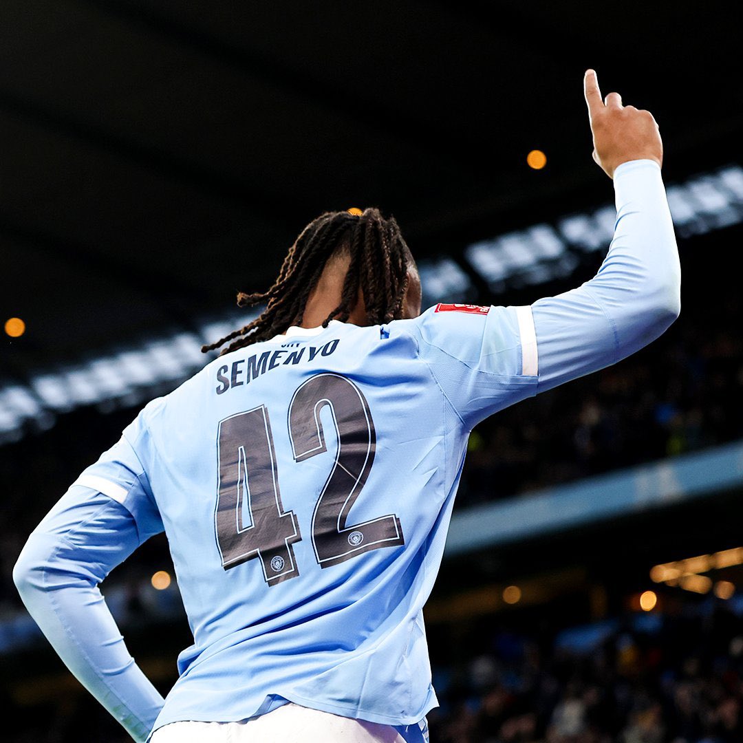 💙4️⃣2️⃣ Goal plus assist delivered on Man City debut by Antoine Semenyo on his first start vs Exeter in FA Cup.