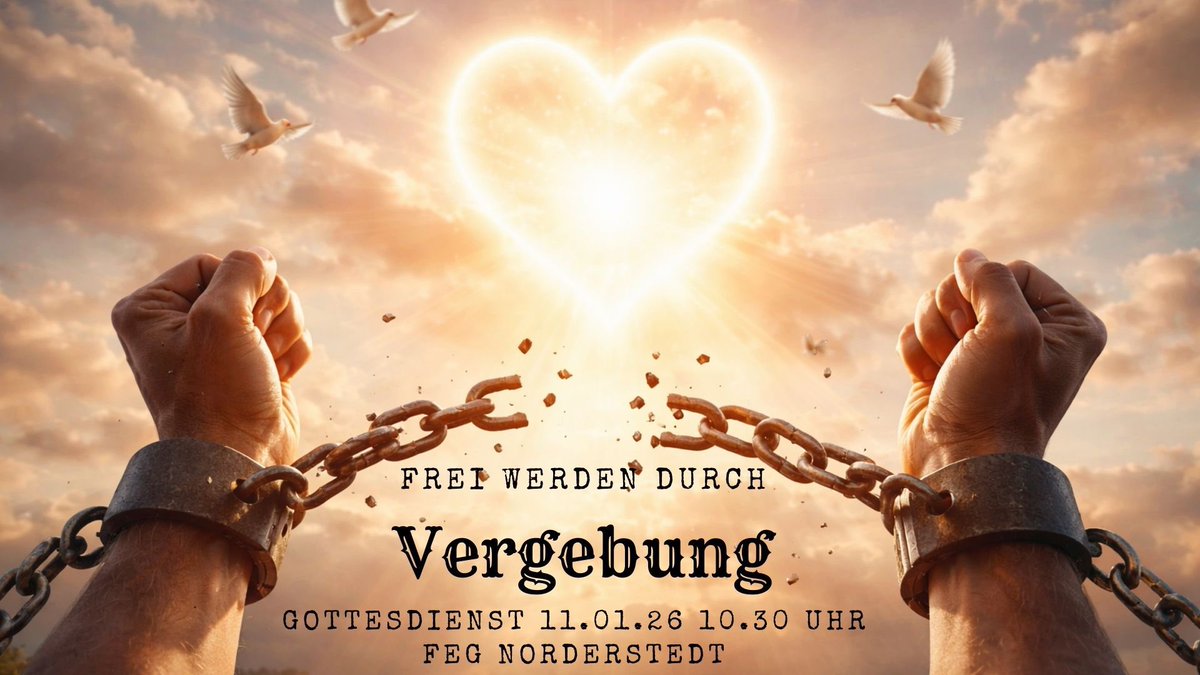 reverenddk's tweet photo. Unversöhnlichkeit ist eines der Themen, die dein Leben und deine Freude wie kaum etwas anderes blockieren. Wie du davon frei werden kannst und wie es gelingt, sich zu versöhnen - darum geht es im 
#Gottesdienst in der #FeG #Norderstedt am Sonntag, den 11.01.2026  um 10:30 Uhr https://t.co/FeKh7NTKqV