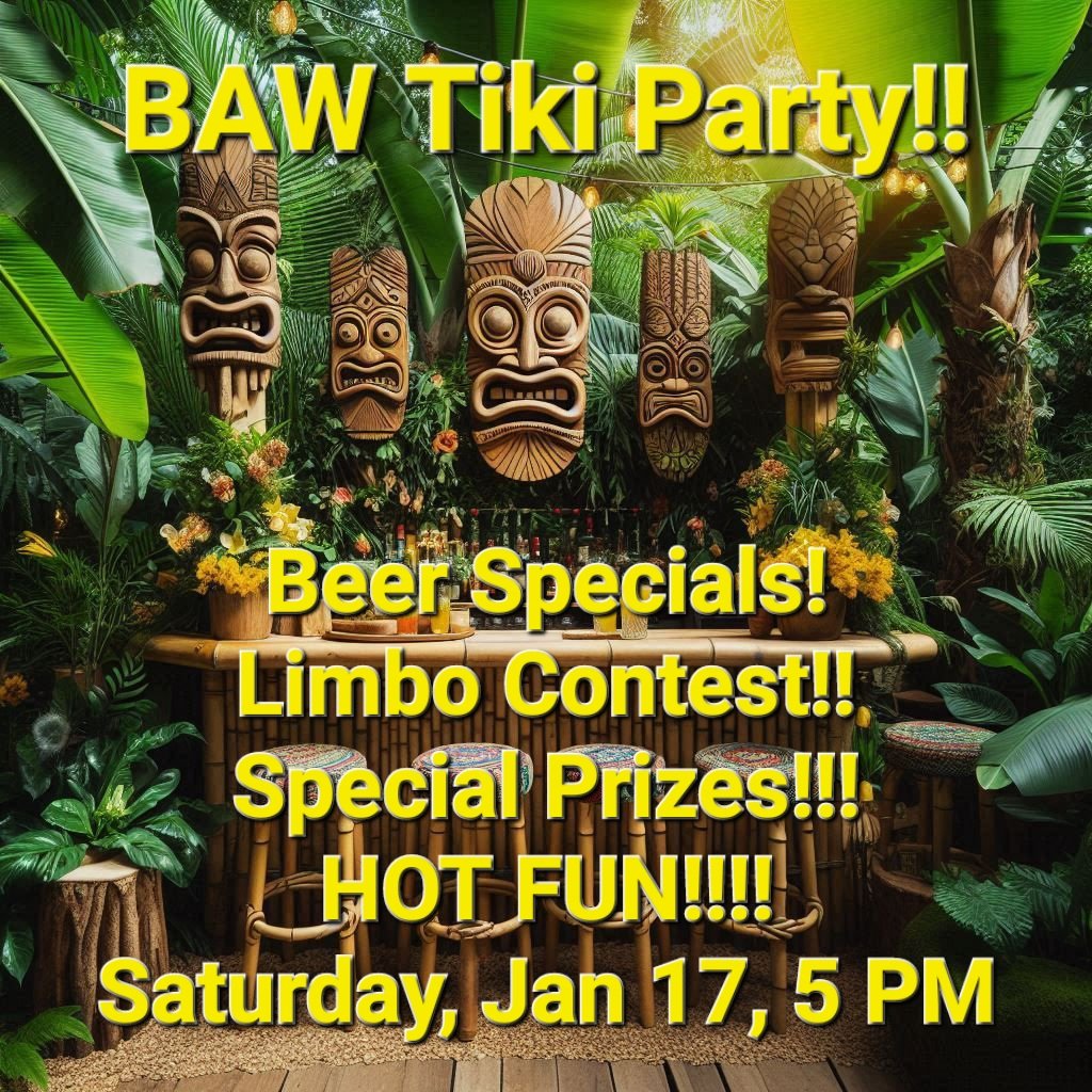 bathaleworks's tweet image. It's time to put some Tropical Heat into a Maine January! Join us Saturday, January 17, for our 1st evah Tiki Party!!  We'll have beer specials, tropical munchies, a Limbo Contest, fun prizes, &amp;amp; more! Wear your favorite tropical outfit! The Heat turns up &amp;amp; the fun starts at 5 pm.