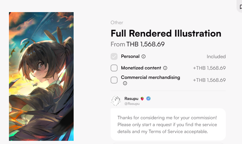 Open for commission Right now ! you can find details over here   
 http s://vgen.co/Rasupu/service/full-rendered-illustration/7df9ca9e-92ed-4cf9-9b03-de9adb1379f5 

starting at 50 usd!
Average around 80 usd
#commissionopen #VGenComm #VGenComms
