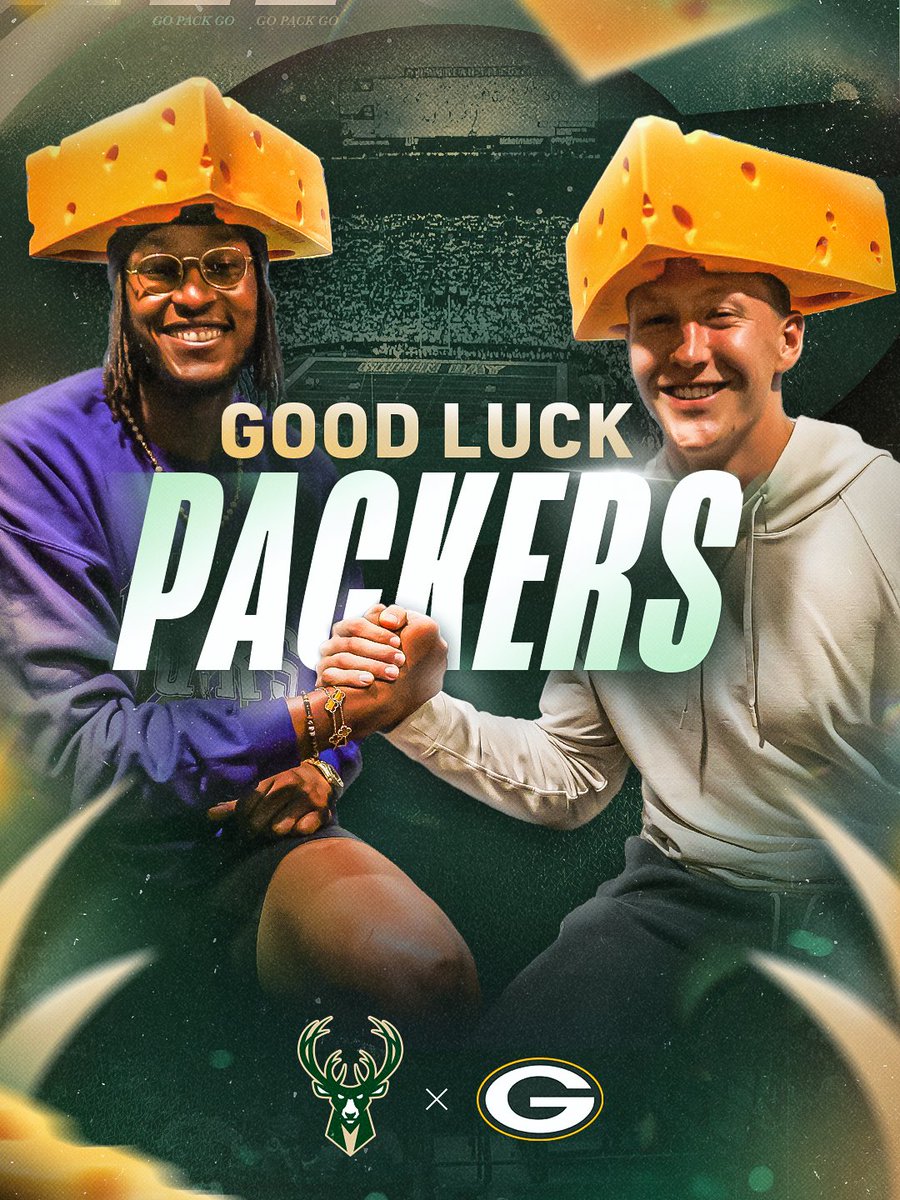 Bucks's tweet image. Wishing the Packers good luck in the playoffs! 🧀

#GoPackGo