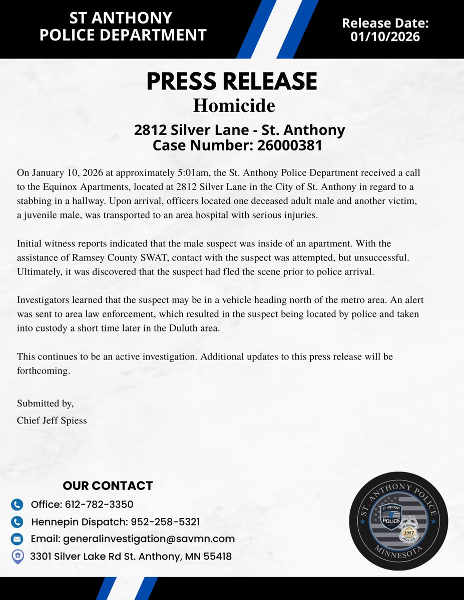 St. Anthony Police tweet media