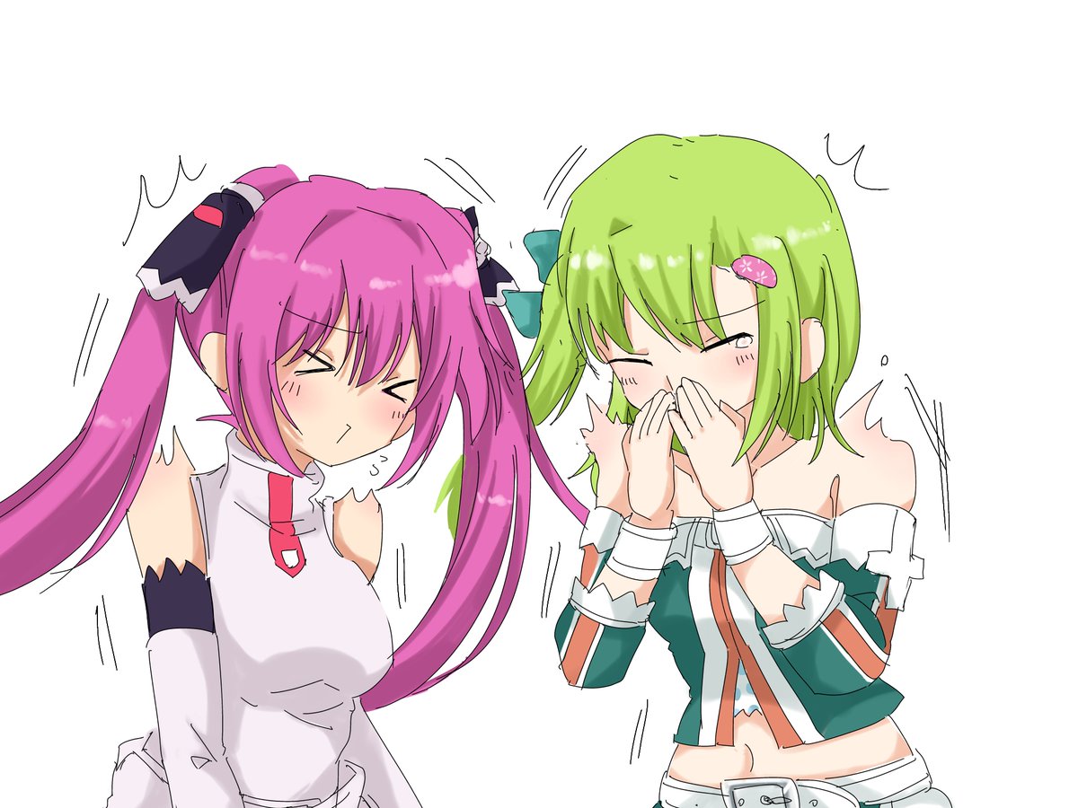 お題箱リクエストで「同時にくしゃみするIIDXのセリカとエリカ」を描か