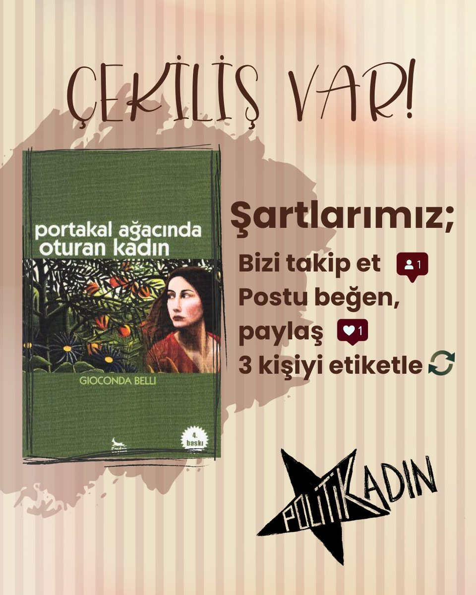 politikadin's tweet photo. 💫İkinci sayımızın kitap önerisi olan Portakal Ağacında Oturan Kadın'ı bir okurumuza hediye ediyoruz! 

Çekilişe katılmak için:

✨Gönderiyi beğenip paylaşmanız
✨Bizi takip etmeniz
✨Yoruma 3 kişiyi etiketlemeniz yeterli! 

🎉Sonucu 15 Ocak günü açıklayacağız! https://t.co/CCP71UwrKi