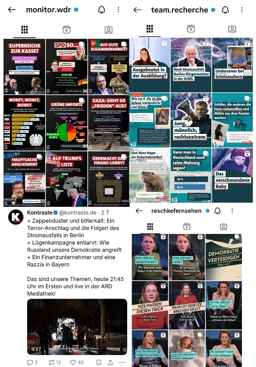 Die Politformate Monitor, Kontraste, Team Recherche und Reschke Fernsehen haben zusammen null Beiträge über die Proteste im Iran veröffentlicht. #OerrBlog