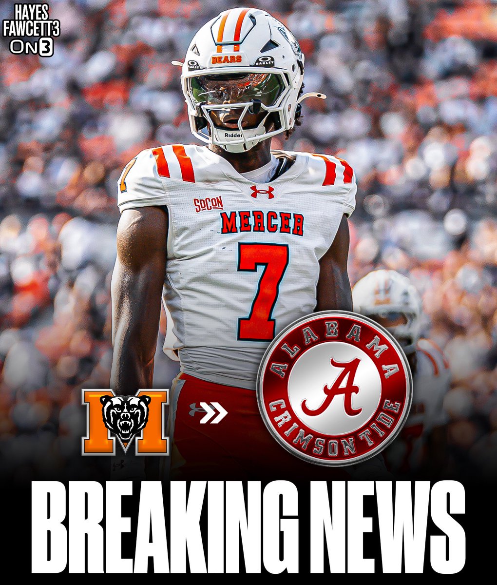 BREAKING: Mercer transfer CB Carmelo O’Neal has Committed to Alabama, he tells <a href="/on3/"></a>

The 6’4 200 CB totaled 56 tackles, 12 PBUs, 2 sacks, and 1 FF in his time with the Bears 

He’ll have 2 years of eligibility left

on3.com/transfer-porta…
