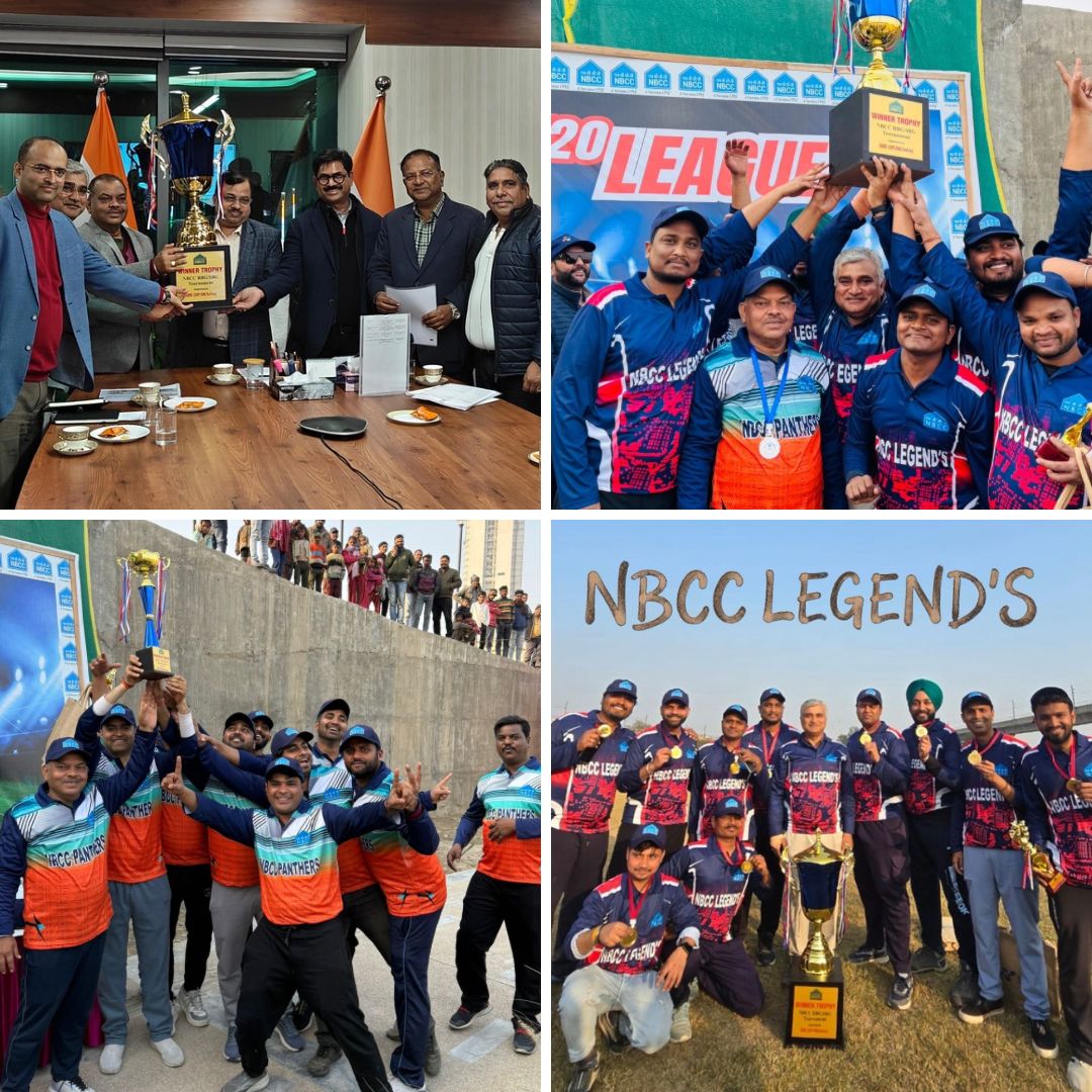 OfficialNBCC's tweet photo. #NBCC RBG/SBG T20 League at East Delhi Hub, Karkardooma showcased great sportsmanship and team spirit among NBCC and contractor teams.
NBCC Legends, led by Sh. Anurag Singhal, GM (Engg), won the final against NBCC Panthers by 19 runs.
#NBCC #TeamNBCC #SBG #SportsSpirit https://t.co/aun8ZWp0Vc