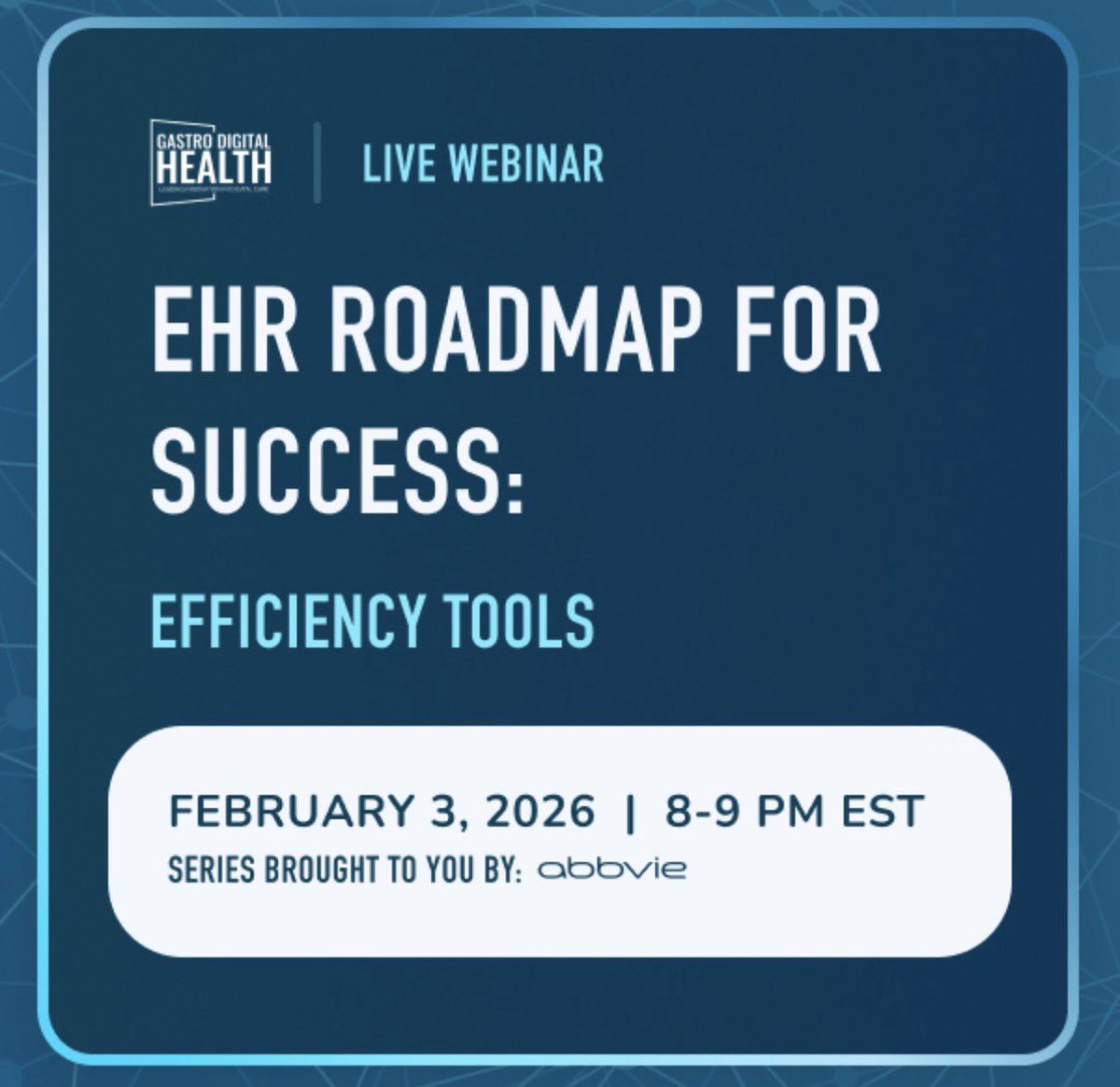 GIDigitalHealth's tweet photo. Join @ibdgijami @HorstIBDDoc on Feb 3, 2026 at 8PM EST as we review strategies to perform your own EHR needs assessment and some efficiency tools to implement tomorrow 

Start off 2026 right! Spend less time in your EHR and more time at home 

Register for free LIVE Webinar 
https://t.co/vg2KnX0n2b
