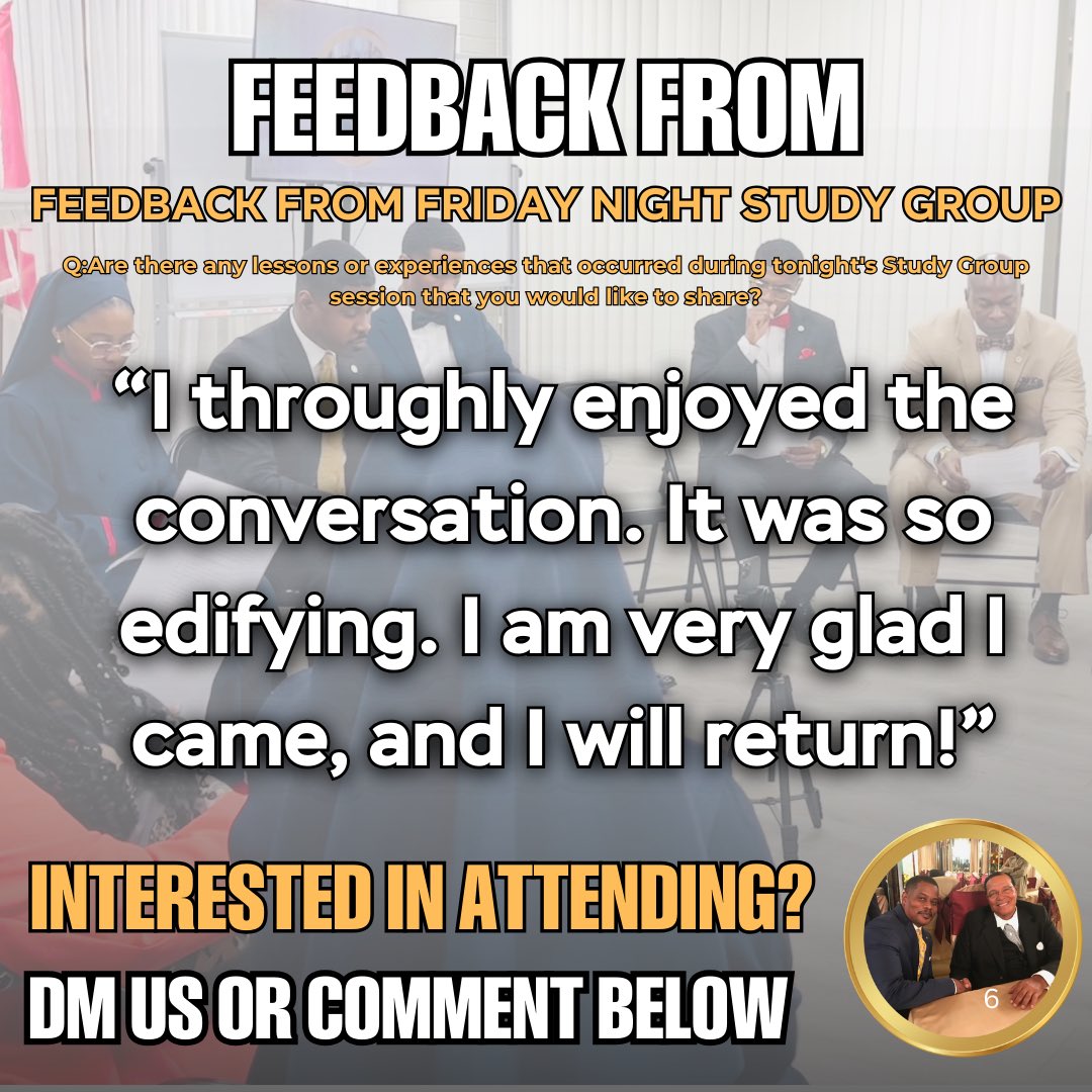 NOIWaxahachie's tweet image. APIDTA! ✊🏾Here’s a few remarks of feedback that was shared regarding last night’s Study Group from the believers &amp;amp; guests!

#NationofIslam

#GodFamilyNation

#6thMosque

#NOIWaxahachie

#Feedback