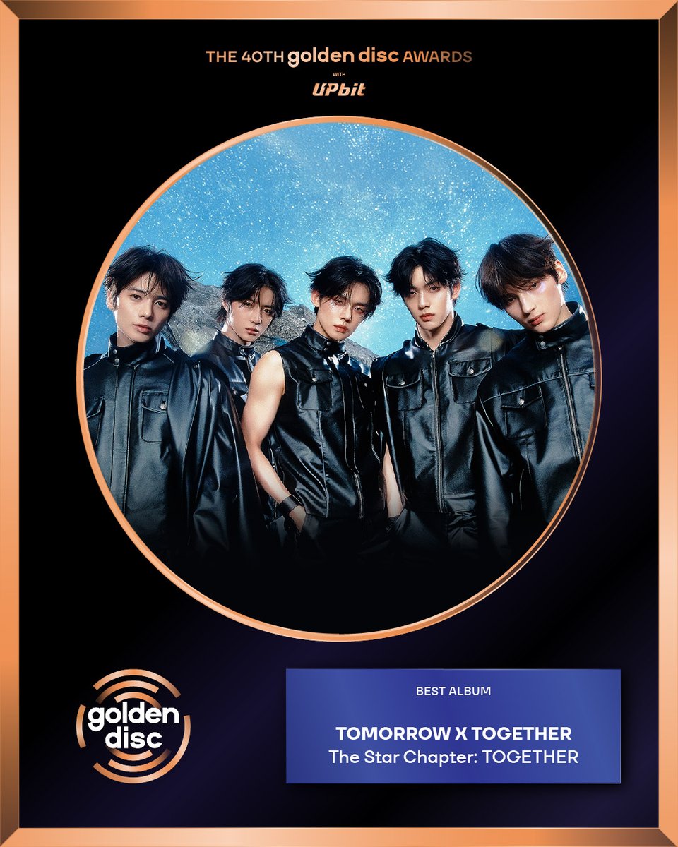 _GoldenDisc's tweet image. The 40th Golden Disc Awards with upbit🏆

BEST ALBUM
음반 본상 수상자

#TOMORROW_X_TOGETHER @TXT_bighit 

Please send your congratulations on this Golden Moment to be remembered forever.

영원히 기억될 황금빛 순간을 축하해주세요👏

#40thGDA #BESTALBUM
#골든디스크어워즈…
