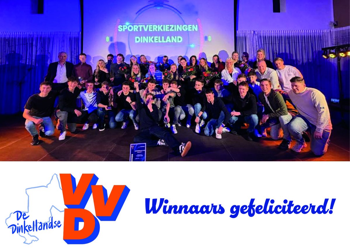 Wat een mooie avond vol sport, inzet en verbondenheid. De Dinkellandse VVD feliciteert alle winnaars, genomineerden én vrijwilligers die sport in onze gemeente mogelijk maken! #vvd #dinkelland #sportverkiezingen #gr2026