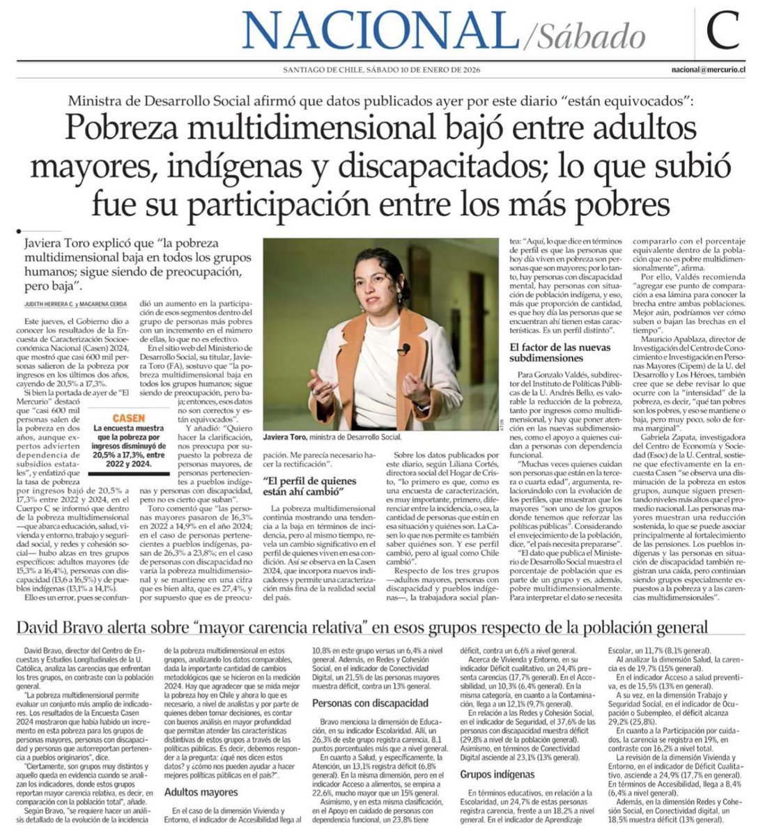Ayer | hoy

Quizás habría valido la pena una explicación, una excusa, una aclaración. 
Algo como “titulamos lo contrario de lo que muestra la CASEN”.
No sé, una idea loca