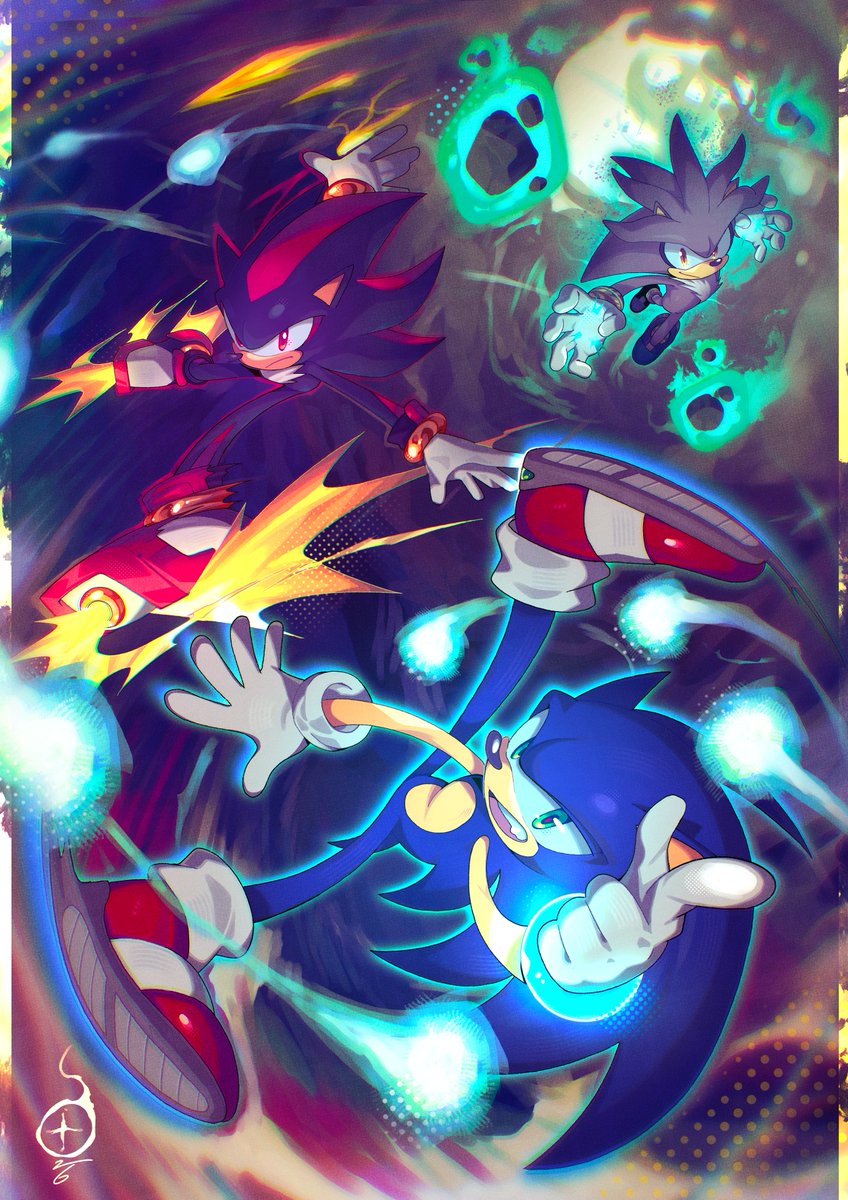 ARQ004SP's tweet image. Get ready for their napalm era!  My first complete piece of 2026! Dedicated to the anni year of Triple S! Sonic, Shadow and Silver!