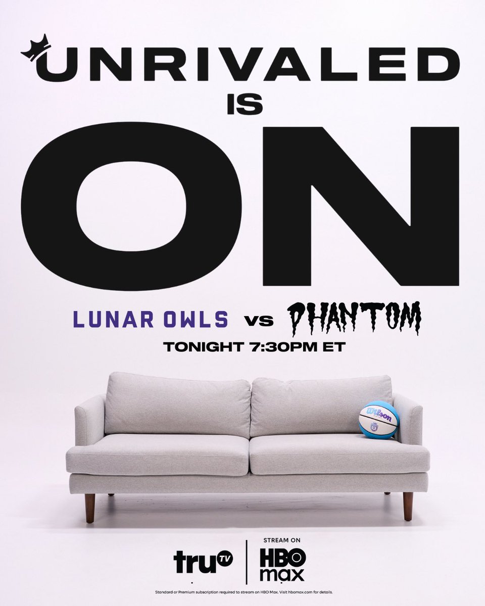 Unrivaledwbb's tweet image. You already know where to be. Unrivaled is ON.

Tipping off at 7:30pm ET on truTV and HBO Max. 🍿