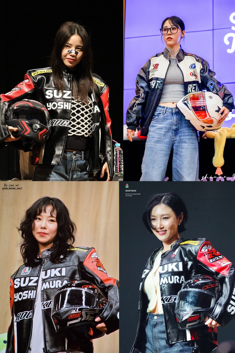 SDavid3388's tweet image. MAMAMOO as a motorcycle crew. 🥵

Byul signed with a different brand. 😂