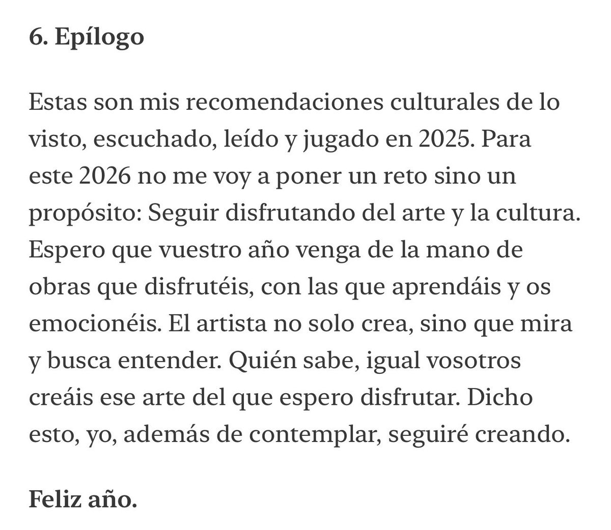 “El artista no solo crea, sino que mira y busca entender. Quién sabe, igual vosotros creáis ese arte del que espero disfrutar” 🤍