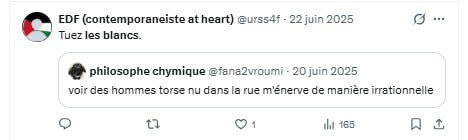 Observatoire_VP's tweet image. 👁️ Un étudiant en histoire à l'université Paris I Panthéon-Sorbonne appelle au meurtre contre les blancs sur X

Il s'affiche avec le député LFI @ALeaument entre deux tweets anti-blancs : cet individu, qui a depuis supprimé son compte, est un étudiant très actif dans les…