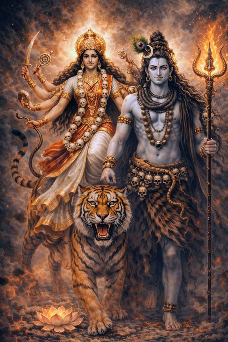 Devi Mula Prakriti and Shiva together represent the primordial union from which all existence arises. 

Mula Prakriti is the original, unmanifested feminine source the womb of creation holding all possibilities, energy, and matter in a latent state. 

Shiva stands as pure