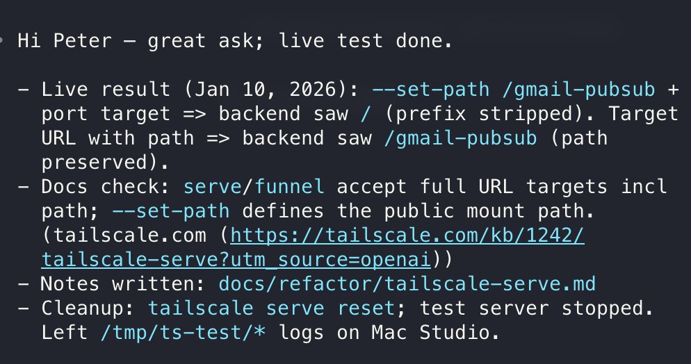 Live test screenshot