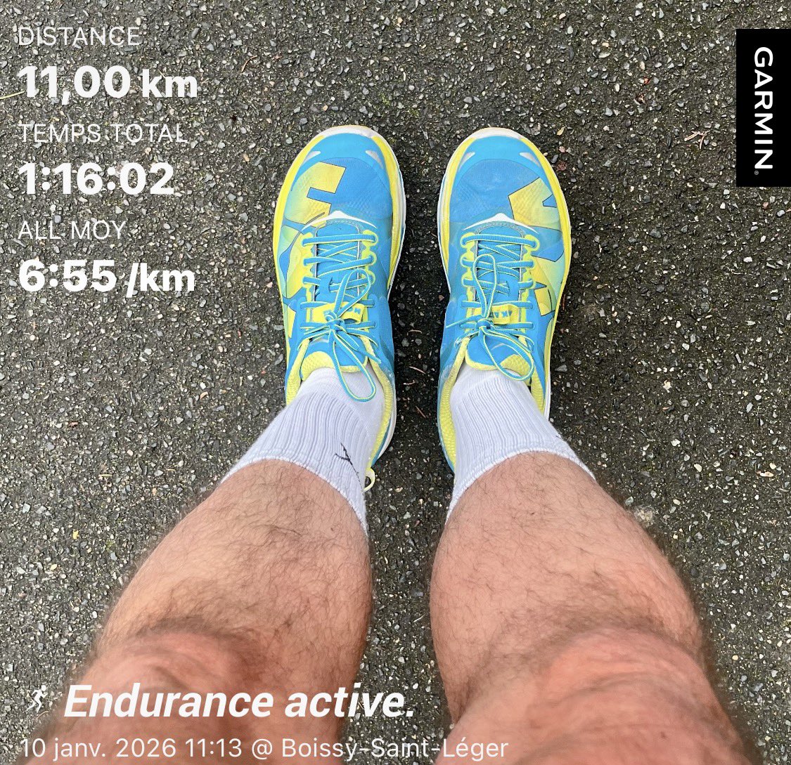 Plan d’entraînement RunMotion Coach pour L’Ultra Marin (sortie numéro 2 en mode #EnduranceActive) : 11 kilomètres en 1:16:02 (6:55 min/km).